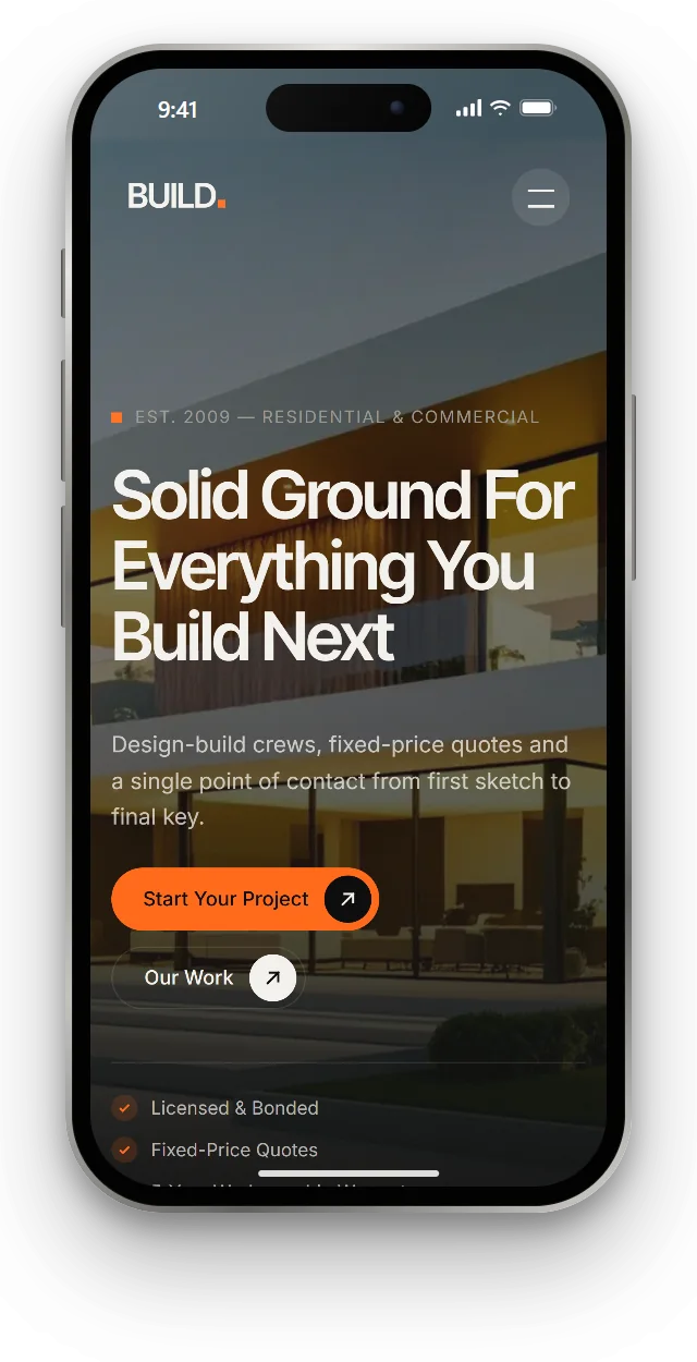 BUILD website on a phone